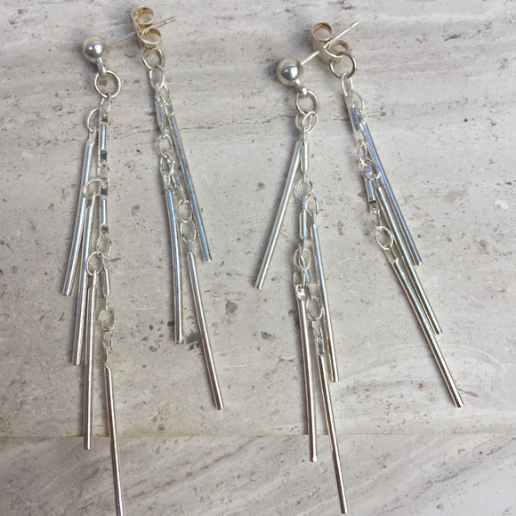 JPeace Designs Jewelry - Silver Fringe front/back Post Earrings